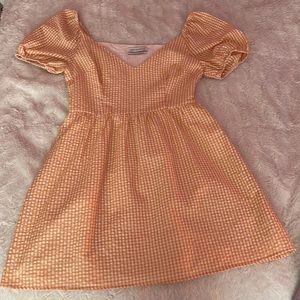 Urban outfitters orange gingham puff sleeve dress